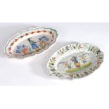 Two French Quimper ware dishes, both polychrome painted, 31cm wide and 33cm wide, (2)