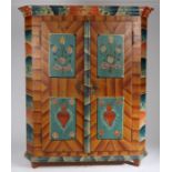 19th Century Austrian empire original painted cupboard, painted with foliate panels containing