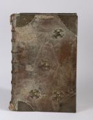 Large mid 18th Century leather bound book of music, dated MDCCL (1750), the leather binding with