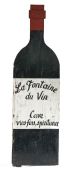 Mid 20th Century trade sign modelled as a bottle of wine, the red neck above black body with white