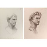 Pair of Italian school etchings on paper, each depicting a bust, signed Latitia D. housed in