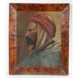 20th Century school, study of a Middle Eastern gentleman, unsigned oil on paper and card, housed