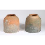 Pair of terracotta rhubarb forcers, 36cm high (2)