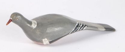 20th Century decoy pigeon, painted in grey with white highlights, 38cm long