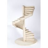 20th Century architects staircase model, of a curved spiral staircase painted in white, 80cm high