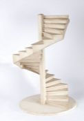 20th Century architects staircase model, of a curved spiral staircase painted in white, 80cm high