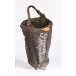 Early 19th Century leather bucket, with painted lettering "Gemeinder Altpeitschhew, No 25", 46cm