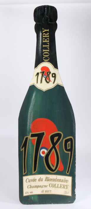 French champagne advertising sign, painted on wood, 115cm tall