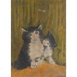 H Boutruche, 20th Century French school, a cat and kitten, signed bottom right, 30cm x 42cm,