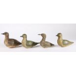 Four polychrome painted wading bird decoys, 25cm wide to 19cm wide (4)