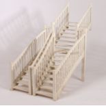 20th Century architects model of a staircase, the two flights uniting at a half landing with a