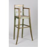 19th Century French high chair, with traces of the original green paint, 86cm high