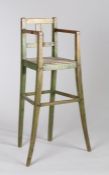 19th Century French high chair, with traces of the original green paint, 86cm high