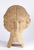 Decorative 20th Century carved head, carved as a lady, 30cm high