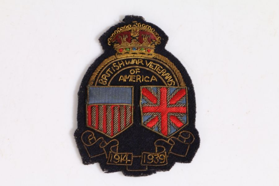 British War Veterans of America 1914-1939 bullion badge