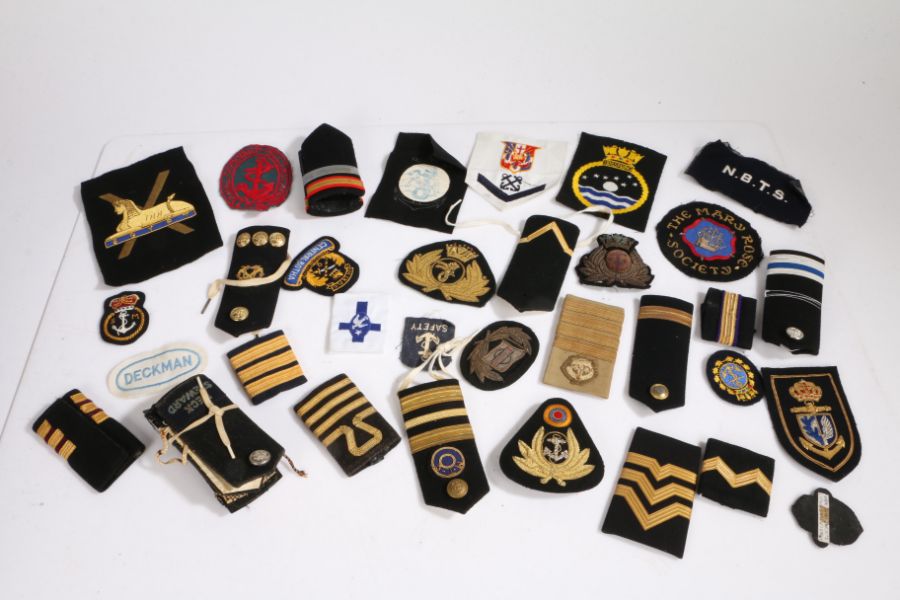 Collection of maritime related badges and epaulettes, (qty)