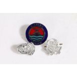 Kiribati (Pacific Ocean) Police enamelled cap badge, together with Port of Singapore Police and