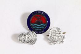 Kiribati (Pacific Ocean) Police enamelled cap badge, together with Port of Singapore Police and