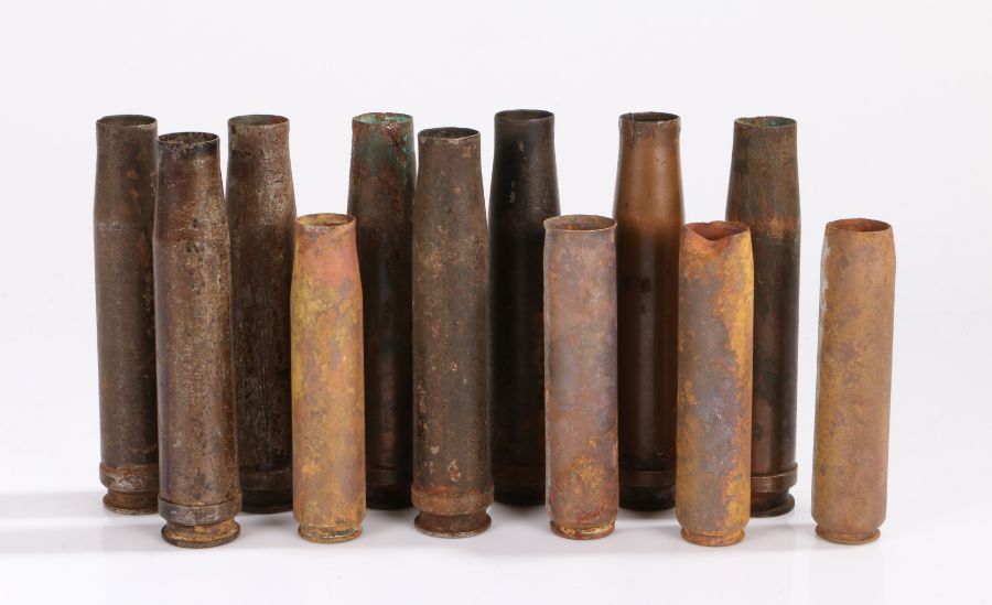 Selection of empty .50 and 20mm shell cases, together with a quantity of inert 7.62 mm shell