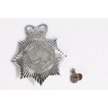 Queens crown Dover Harbour Board Police helmet plate, together with a lapel pin to the same