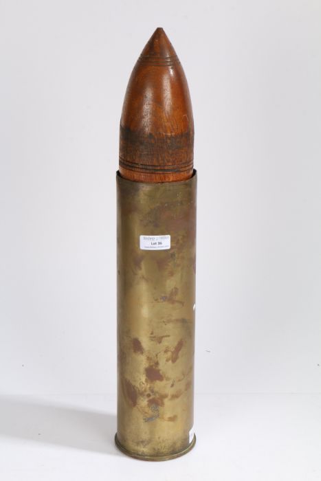 90mm NR 5499 A1 shell case and wooden projectile, base of case dated 2.4.81, inert - Image 2 of 2