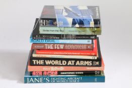 Selection of military aviation related books including, 'Janes Fighting Aircraft of WWII', 'Air