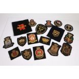 Collection of bullion embroidered blazer badges to the Royal Navy, Merchant Navy, Royal Fleet
