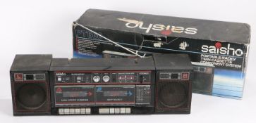 Saisho PT660 stereo radio cassette ghetto blaster, the twin cassette recorder boombox with high