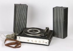 Dual P44 1970's portable Record turntable, with speakers and speaker cable all folds up with a