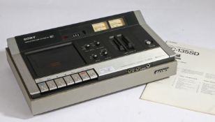 SONY TC-135SD Ferrite Head Stereo Cassette/Recorder Tape Deck, with instruction manual, serial