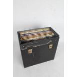 Collection of approx. 30 mixed LPs in a black carrying case. John Lennon / Ella Fitzgerald / etc.