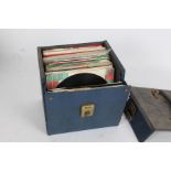 Collection of approx. 20 Classical LPs and approx. 15 7" singles in a blue LP carrying case