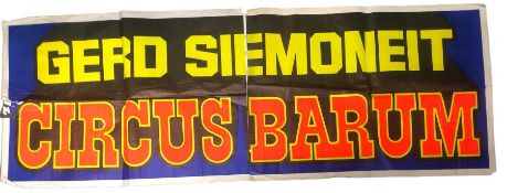 Gero Siemoneit Circus Barum advertising poster, in bright luminous colours, printed on paper, in two