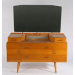 Mid 20th century dressing table, the oblong mirror above two small and two long drawers with