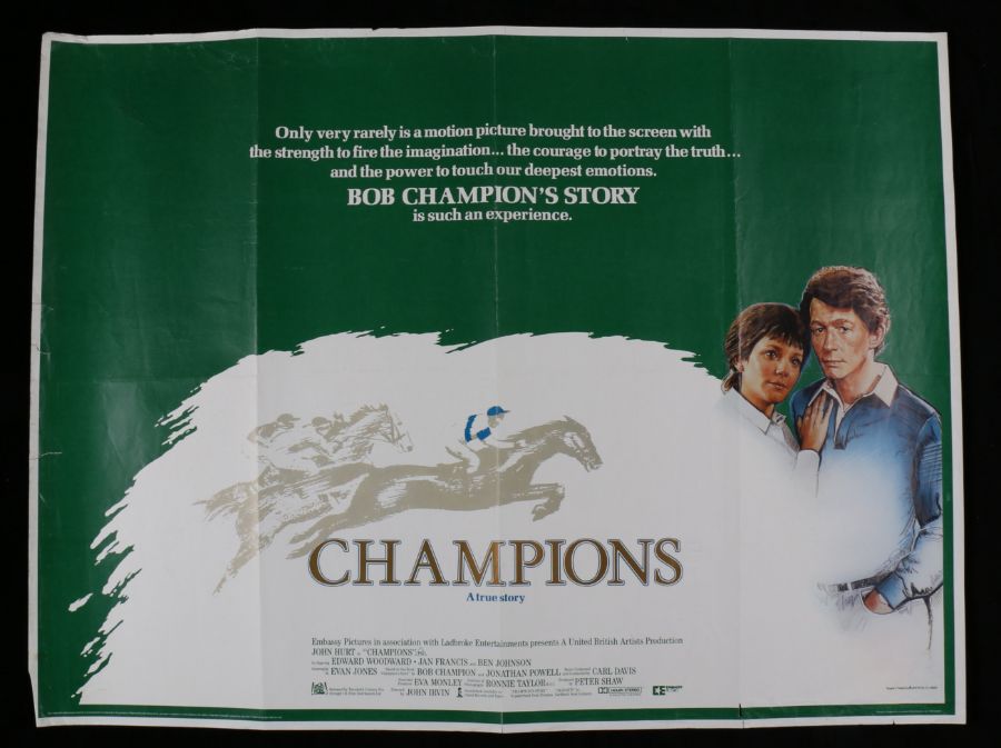 Champions (1984) British Quad poster, starring John Hurt, Embassy Pictures, folded