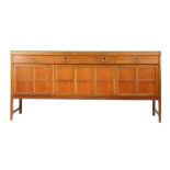 1960's/70's teak sideboard, fitted three drawers above a pair of cupboard doors and drop down front,