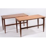 Three 1970's/80's teak coffee tables, one of square form (50.5cm square), and the others of