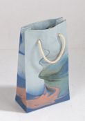 Faux and Co., France, moulded pottery vase in the form of a bag, with string handles and marble