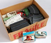 Collection of scalextric track, with two Minic cars and some accessories (qty)
