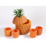 Novelty plastic ice bucket and set of four matching cups, all in the form of pineapple (5)