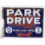 Park Drive Cigarettes and Gallaher's Condor Twist double sided enamel advertising sign, with hanging