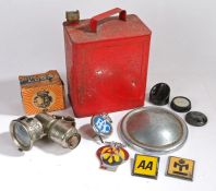Quantity of mid 20th century motoring collectibles, to include two AA badges, RAC and