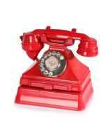 Mid 20th century G.P.O. rotary dial telephone, in red, for Coltishall, with pull out tray and stand