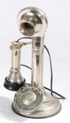 Early 20th century style candlestick telephone, with rotary dial, 30cm tall