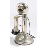 Early 20th century style candlestick telephone, with rotary dial, 30cm tall