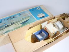 Fairey Huntsman 31 model boat, with engine and fibre glass hull, in original box