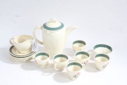 Susie Cooper 'Meadow Sweet' porcelain coffee set, comprising coffee pot, cream jug, sugar bowl and