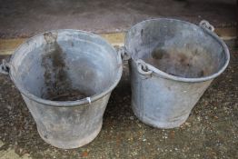 Two galvanised buckets, with swing handles (2)