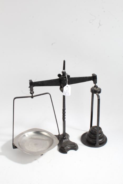 Set of Fairbanks balance scales with weights, 39cm high