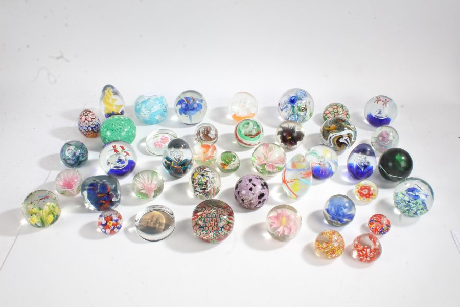 Collection of art glass paperweights, most unmarked (qty)